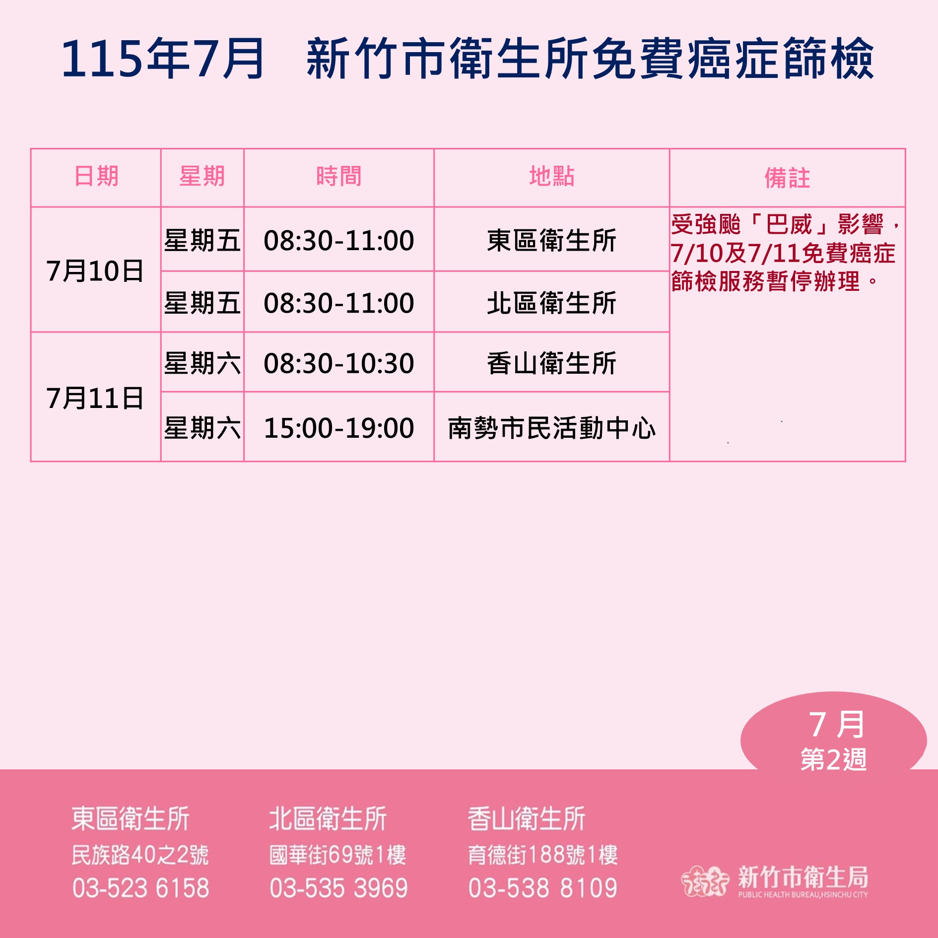 7月暫停公告